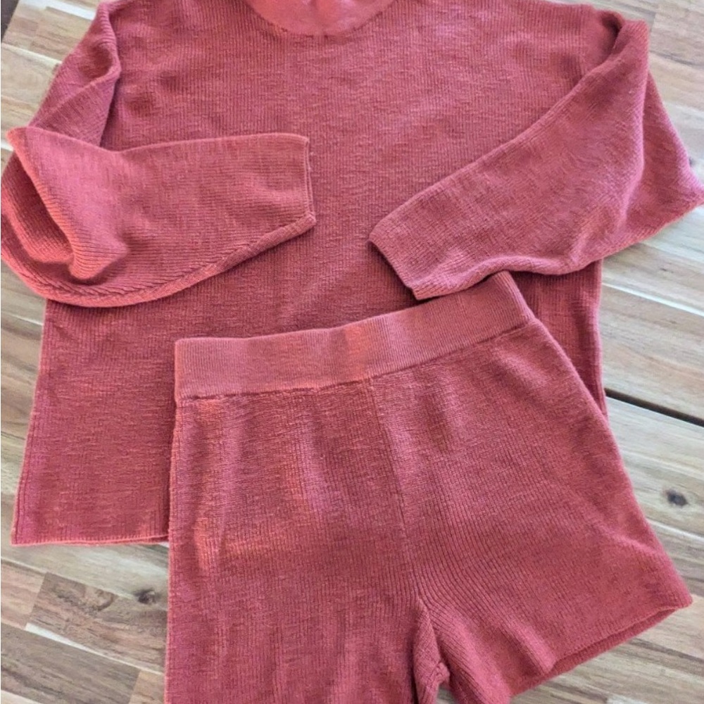 Free People Rust Knit Lounge Set - Rosewood